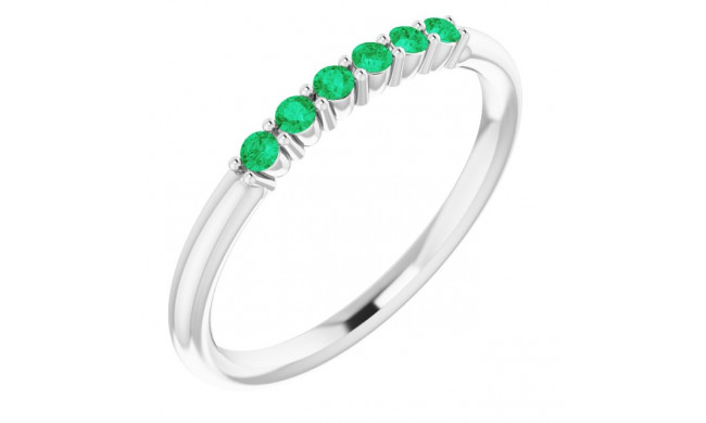 14K White Emerald Stackable Ring - 123288616P