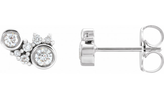 14K White 1/4 CTW Diamond Scattered Bezel-Set Earrings - 87129600P