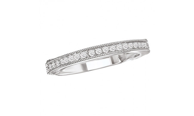 La Vie 14k White Gold Milgrain Diamond Wedding Band