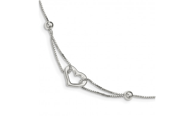 Quality Gold Sterling Silver Heart  Box Chain Bracelet - QG3815-7.5
