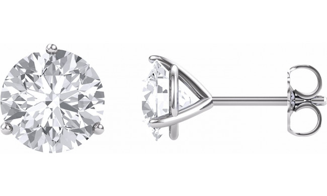 14K White 7.5 mm Round Forever Oneu2122 Moissanite Earrings - 6578260043P