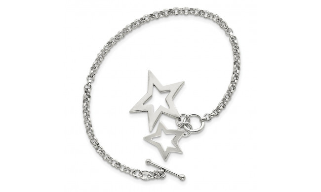 Quality Gold Sterling Silver Fancy Stars Bracelet - QG2471-7