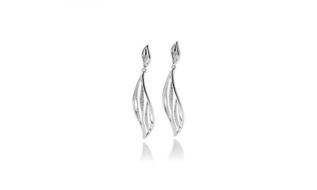 14k White Gold Breuning Diamond Drop Earrings