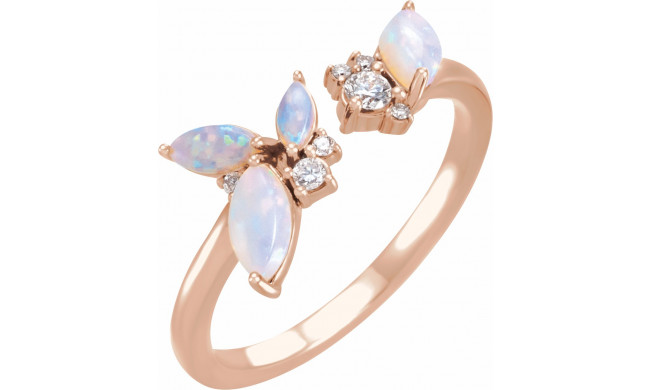 14K Rose Australian Opal & 1/10 CTW Diamond Negative Space Ring - 72107607P