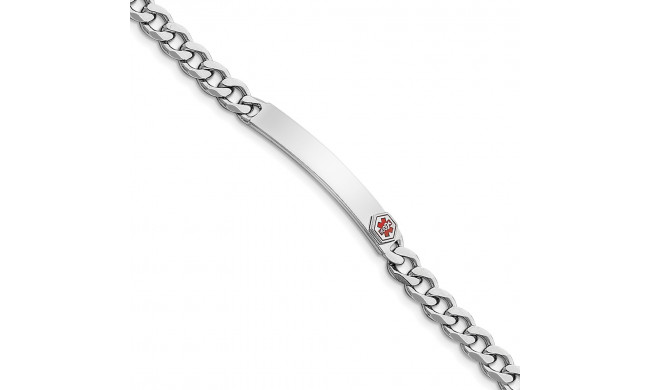 Quality Gold Sterling Silver Rhodium-plated Enameled Medical ID Curb Link Bracelet - XSM27-8
