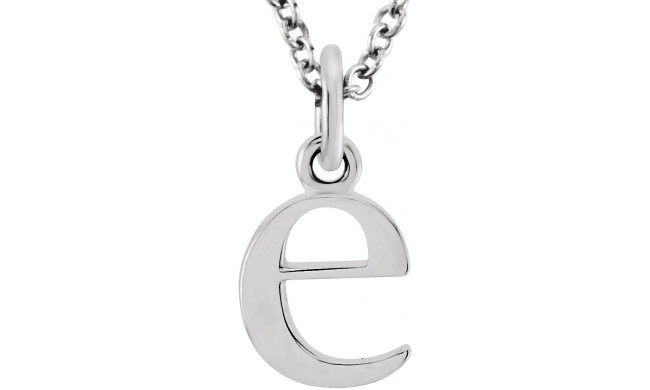 14K White Lowercase Initial e 16 Necklace - 8578070013P