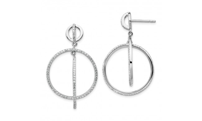 Quality Gold Sterling Silver Rhodium-plated CZ Circles Dangle Post Earrings - QE14412
