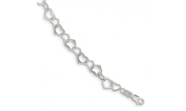 Quality Gold Sterling Silver Hearts Bracelet - QG2260-7.5