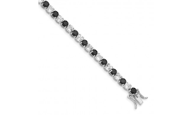 Quality Gold Sterling Silver Rhodium-plated Black Spinel & White Topaz Bracelet - QG4886-7.5