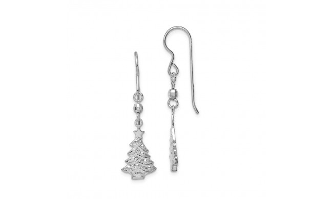 Quality Gold Sterling Silver Rhodium Plated Christmas Tree Dangle Earrings - QE11964