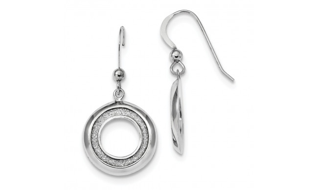 Quality Gold Sterling Silver Rhodium-plated Enamel Glitter Fabric Circle Dangle Earrings - QE13282