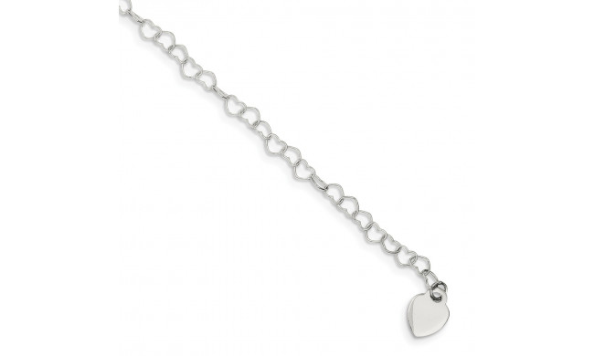 Quality Gold Sterling Silver Heart Link Childs Bracelet - QG1453-6