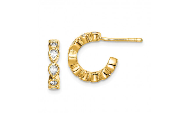 Quality Gold Sterling Silver Gold-tone CZ Hoop Earrings - QE14654