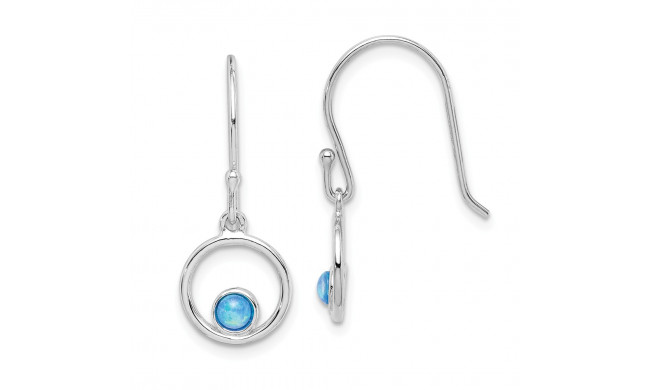 Quality Gold Sterling Silver Rhodium-plated Imitation Opal Circle Dangle Earrings - QE15302
