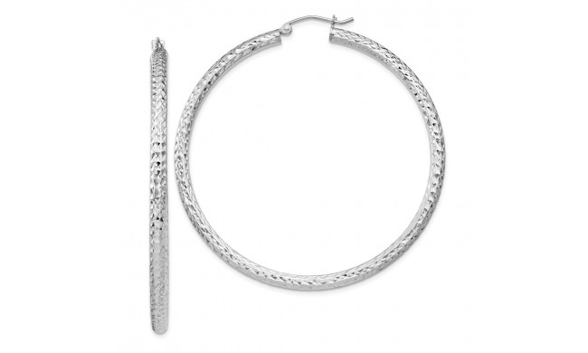 Quality Gold Sterling Silver Rhodium-plated  3x55mm Hoop Earrings - QE8093