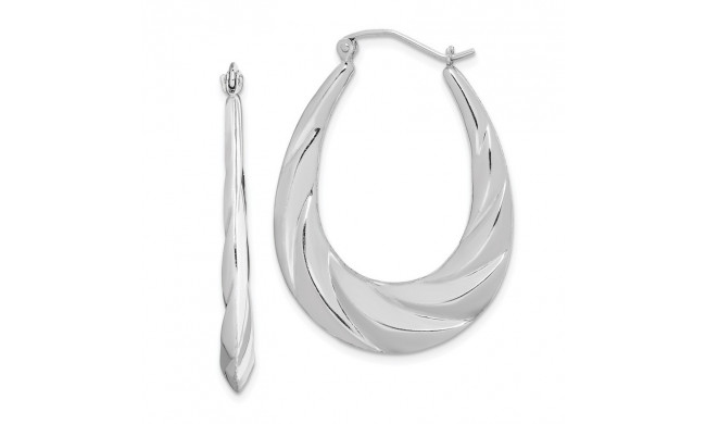 Quality Gold Sterling Silver Rhodium-plated Twisted Scalloped Hoop Earrings - QE4696
