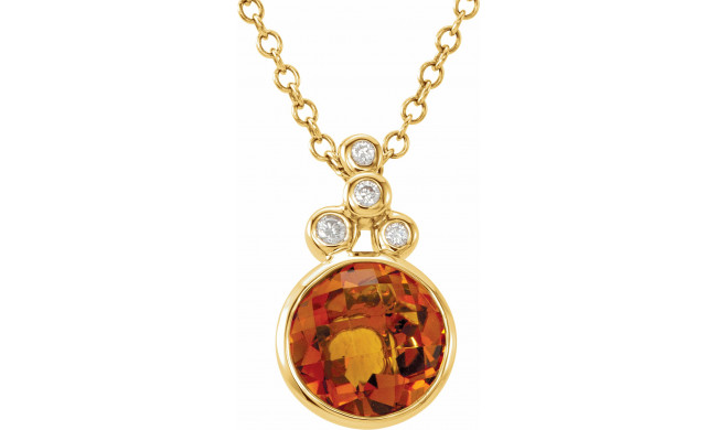 14K Yellow Checkerboard Citrine & .04 CTW Diamond 18 Necklace - 66966101P