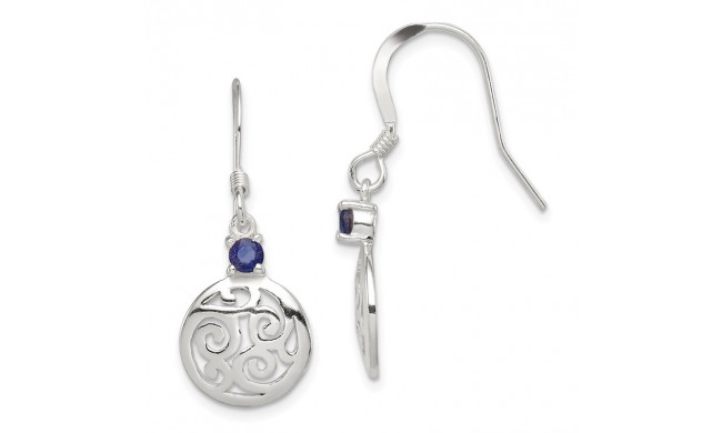 Quality Gold Sterling Silver & Iolite Round Polished Filigree Dangle Earrings - QE7140