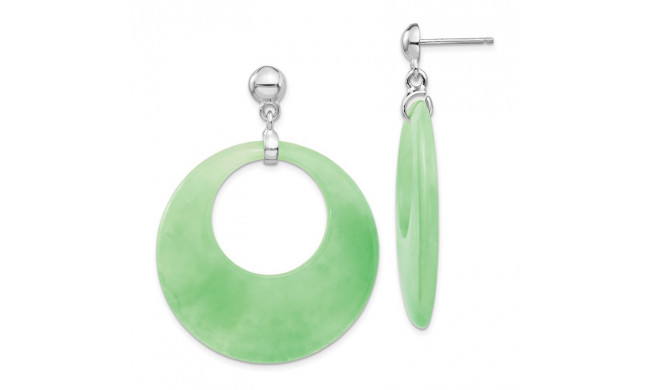 Quality Gold Sterling Silver Rhodium-platedJade Circle Dangle Post Earrings - QE5125