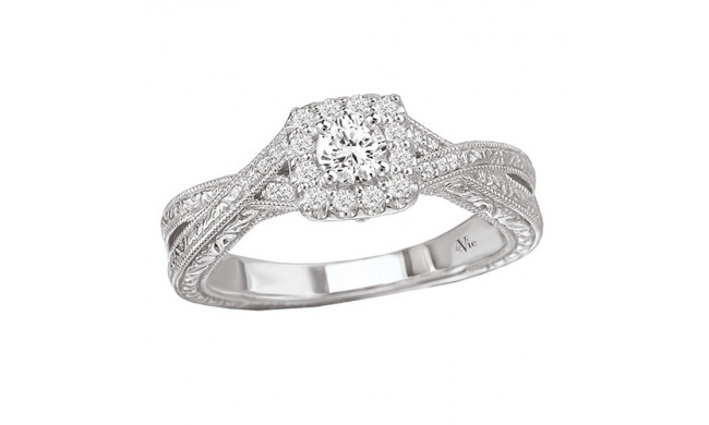 14k White Gold Halo Semi-Mount Diamond Engagement Ring