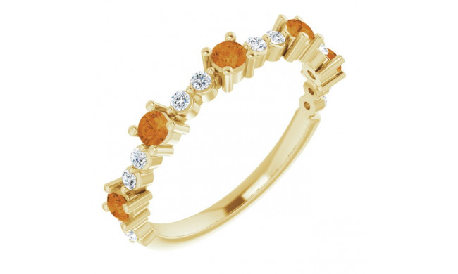 14K Yellow Citrine & 1/5 CTW Diamond Ring - 72051632P