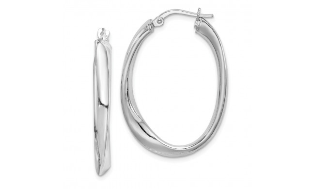 Quality Gold Sterling Silver Rhodium-plated Oval Hoop Earrings - QE11428