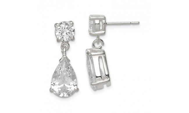 Quality Gold Sterling Silver CZ Pear Shaped Dangle Earrings - QE1058