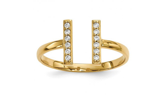 Quality Gold 14k Yellow Gold Diamond Double Bar Ring - Y13743A