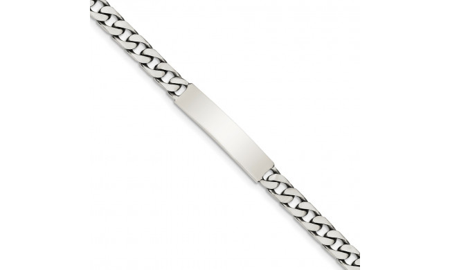 Quality Gold Sterling Silver 7inch Engraveable Antiqued Curb Link ID Bracelet - QID120-7