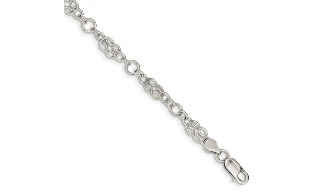 Quality Gold Sterling Silver 7.5inch Polished Fancy Knot-Link Bracelet - QH332-7.5