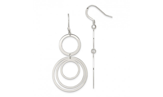 Quality Gold Sterling Silver Polished Circle Fancy Dangle Earrings - QE7092