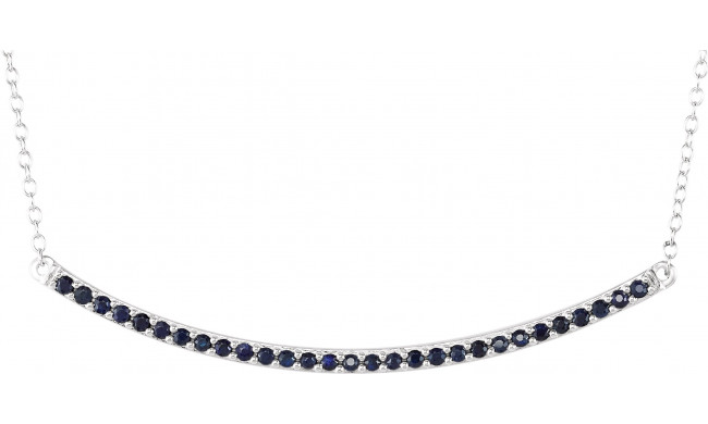 14K White Blue Sapphire Bar 16-18 Necklace - 65108570001P