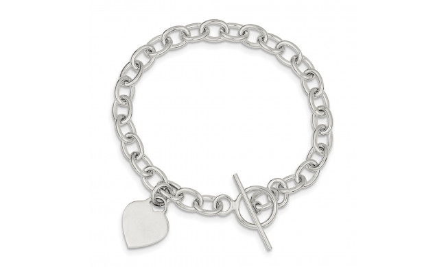 Quality Gold Sterling Silver Dangling Heart Charm Bracelet - QG1461-7.25