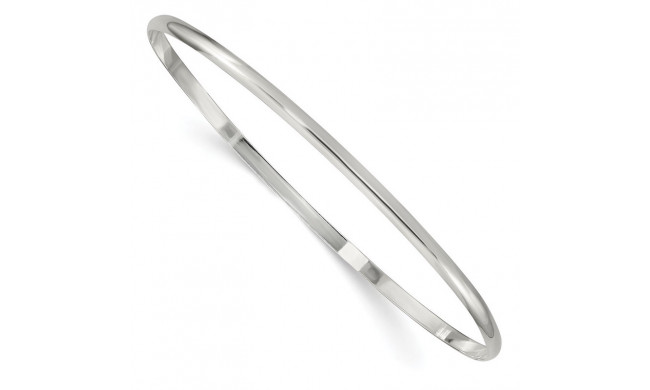 Quality Gold Sterling Silver 2.25mm Solid Polished Plain Slip-On Bangle Bracelet - QB235