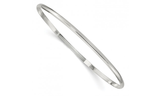 Quality Gold Sterling Silver 2.25mm Solid Polished Plain Slip-On Bangle Bracelet - QB235