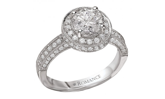 18k White Gold Round Halo Semi-Mount Diamond Engagement Ring