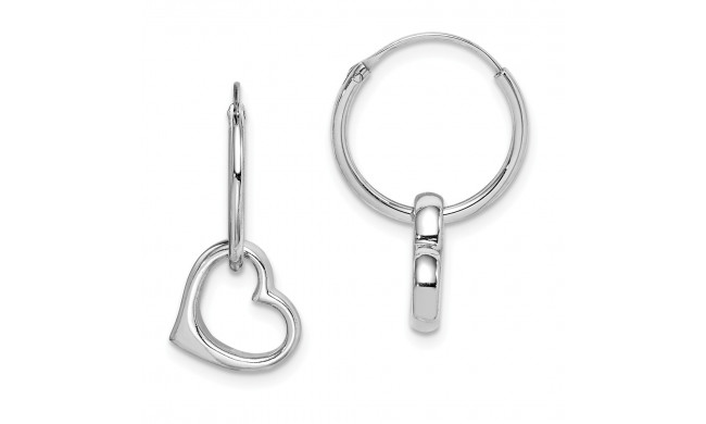 Quality Gold Sterling Silver Rhodium-plated Heart Hoop Earring - QE14842