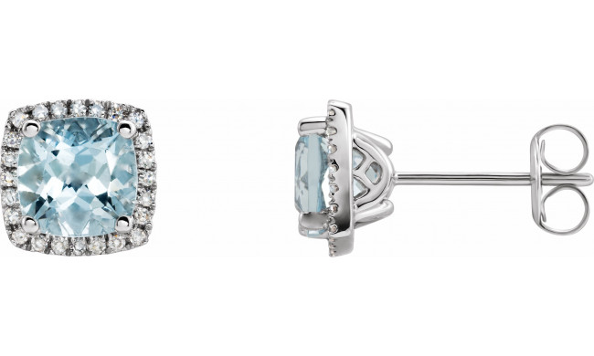 14K White Aquamarine & 1/8 CTW Diamond Earrings - 65204760000P