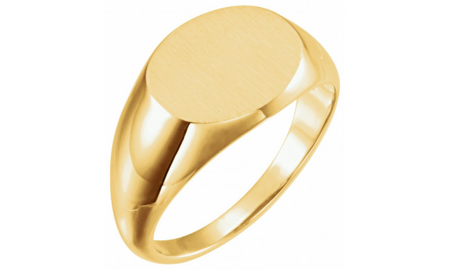 14K Yellow 14x12 mm Oval Signet Ring - 9823102P