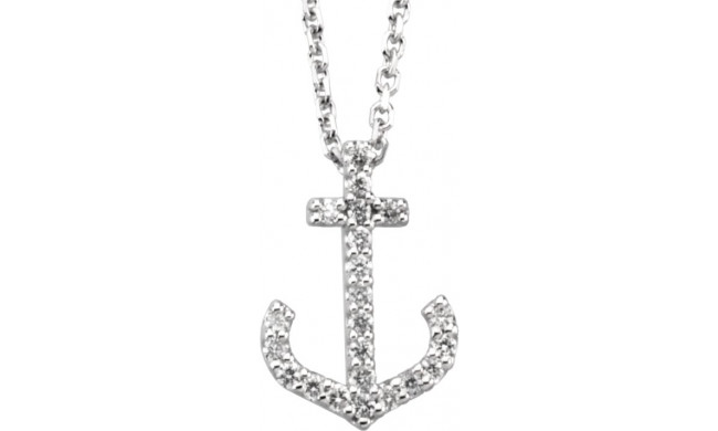 14K White .08 CTW Diamond Anchor 16 Necklace - 66413100001P