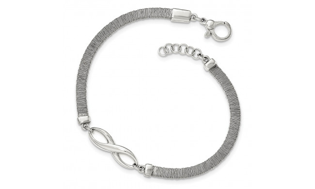 Quality Gold Sterling Silver Polished Textured Infinity Bracelet with .75in Extender - QG3931-7.5