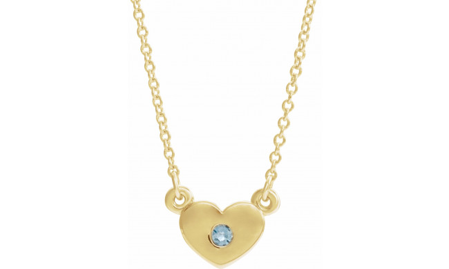 14K Yellow Aquamarine Heart 16 Necklace - 8633560009P