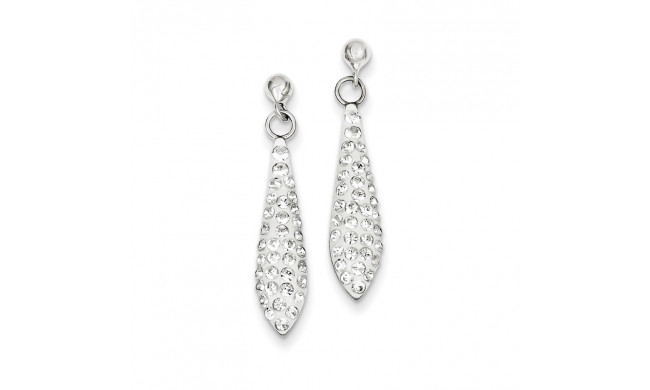 Quality Gold Sterling Silver White Swarovski Crystal Oval Post Dangle Earrings - QE7455