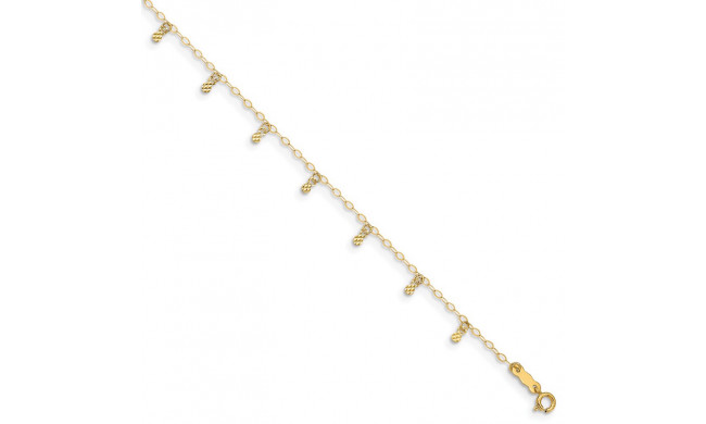 Quality Gold 14k Oval Chain Diamond Cut Dots  Anklet - ANK239-9