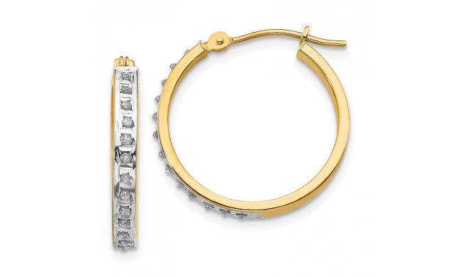 Quality Gold 14k Diamond Fascination Round Hinged Hoop Earrings - DF162