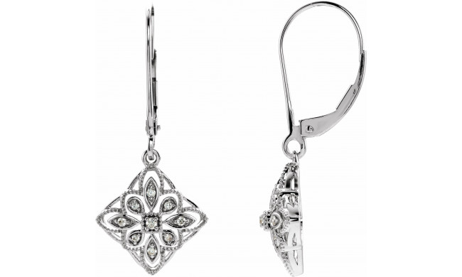 14K White 1/10 CTW Diamond Granulated Filigree Earrings - 65261060000P