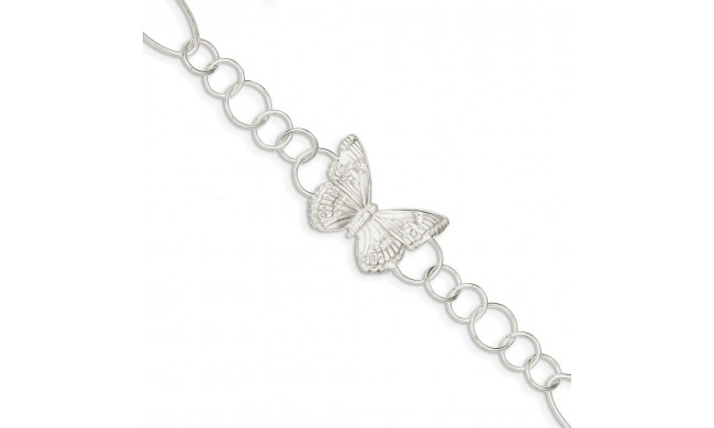 Quality Gold Sterling Silver Butterfly Bracelet - QG2362-7.5