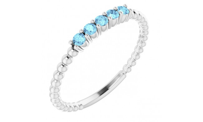 14K White Aquamarine Stackable Ring - 71927600P