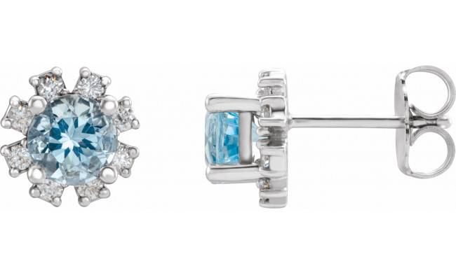 14K White Aquamarine & 1/2 CTW Diamond Earrings - 20000286200P