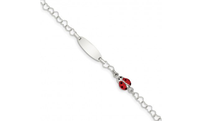 Quality Gold Sterling Silver Polished Lady Bug Baby Engraveable ID Bracelet - QID172-6